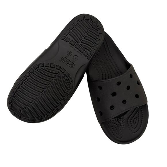 CROCS Sandals Classic Black Slides Size Youth 4 / Women's 6 - Picture 3 of 4
